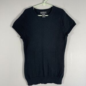 Banana Republic Black Cotton Angora Hair Blend Top Cap Sleeve Women’s Size XS